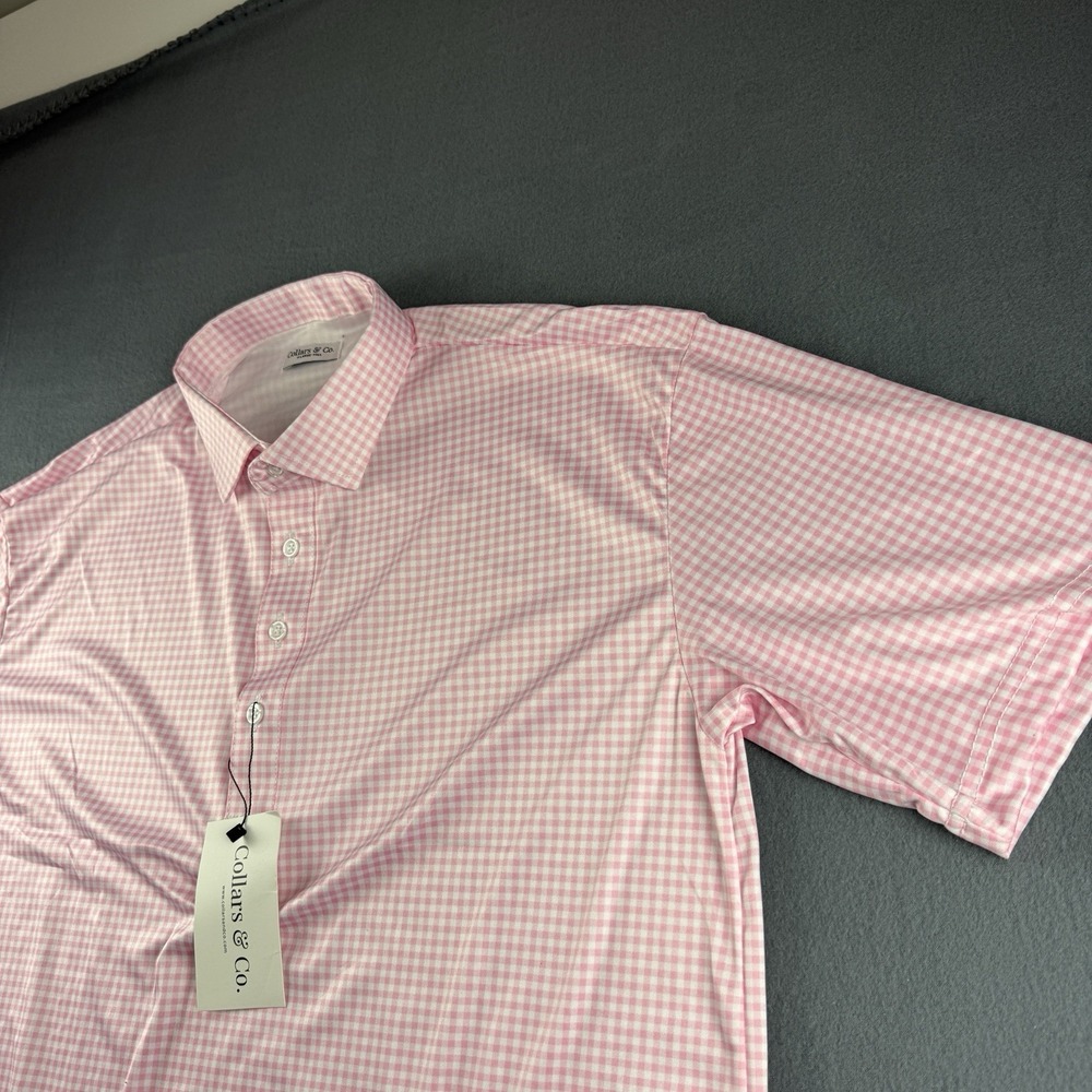Collars and Co Shirt Men's XLT Pink Polo Gingham Check Plaid Office Work NEW